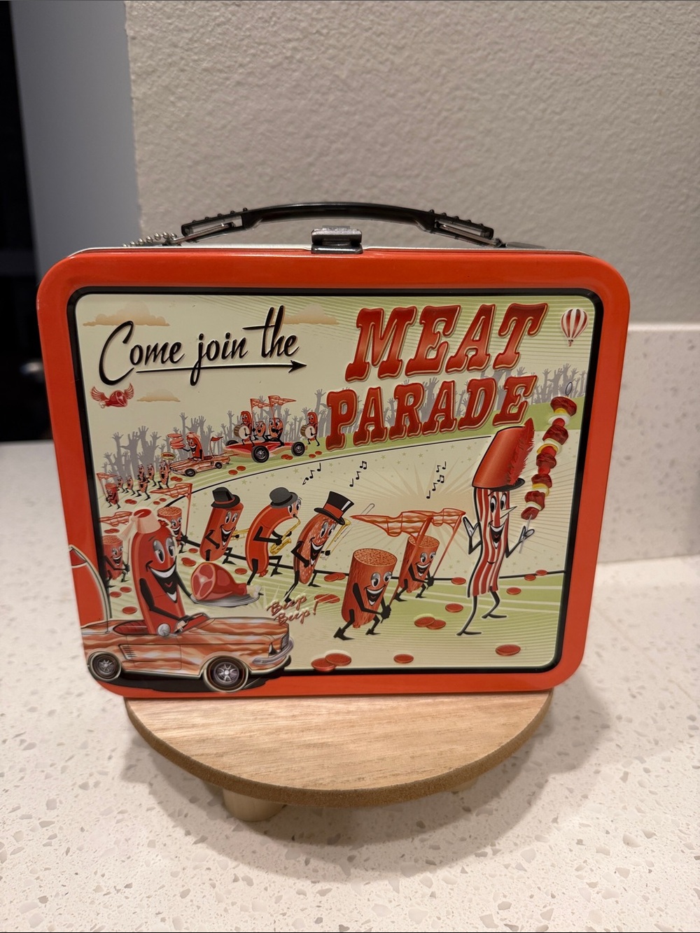 Archie McPhee Meat Parade Vintage-Style Metal Lunch Box NEW